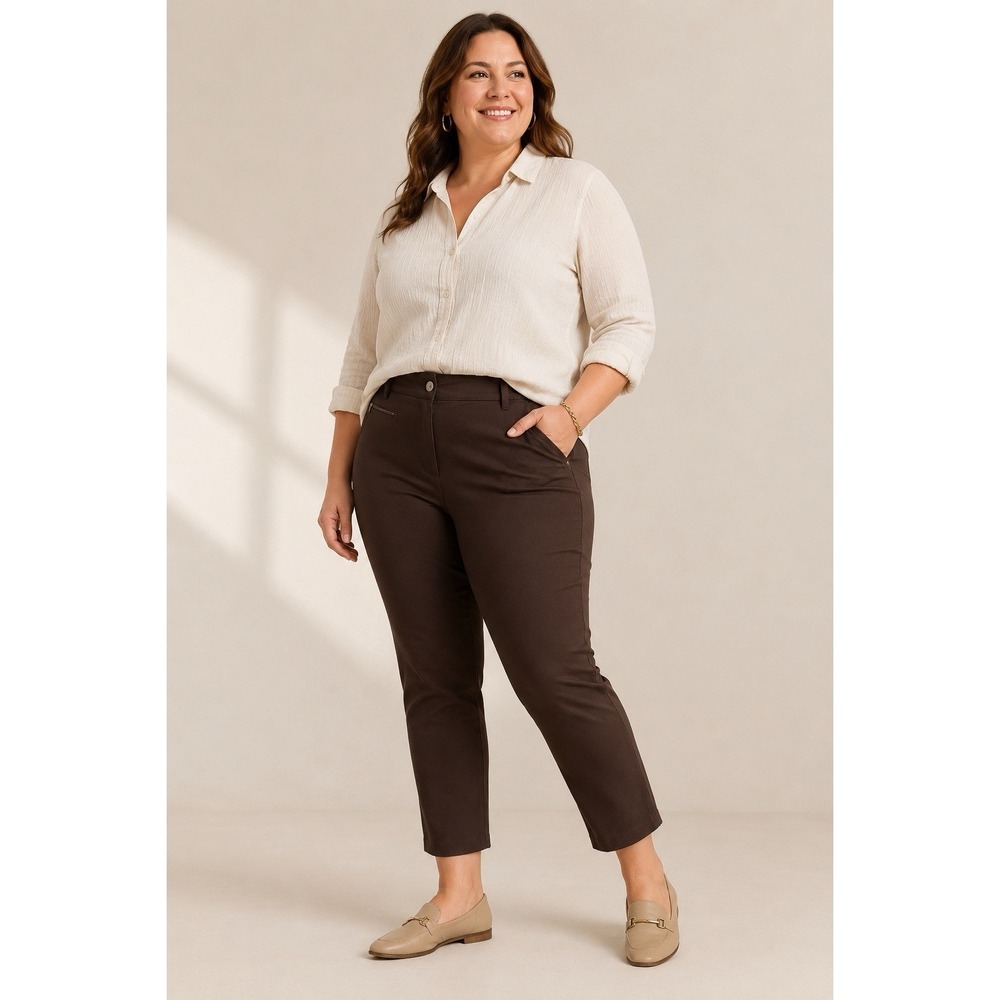 Chico's‎ So Slimming Pants Size 3 Short XL Brown Stretch Ankle Career 38x25.5